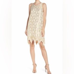 Lilly Pulitzer Marquette shift gold metallic silk dress